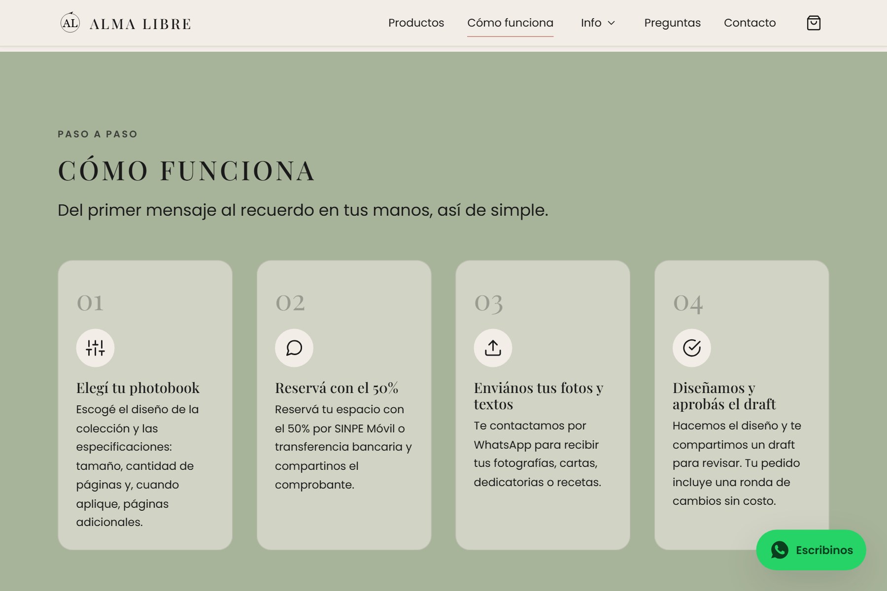 Sección cómo funciona de Alma Libre